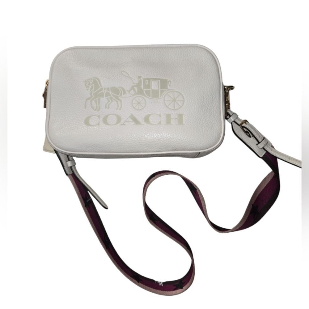 Coach Jes Chalk Crossbody Bag Gold Tone Double Zipper Guitar Strap Womens Purse - Picture 1 of 16